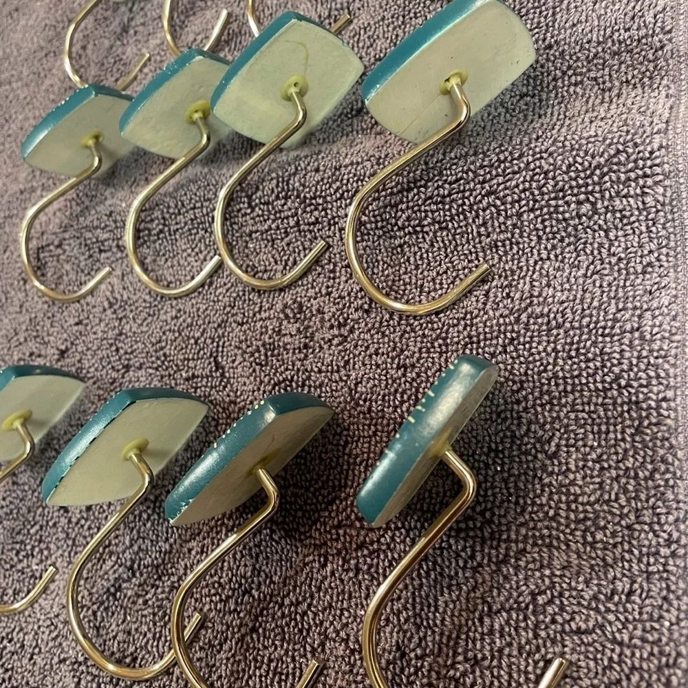 TY Pennington, “Sears” Style, Bali Hai Shower Curtain Hooks & Shower Curtains